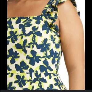 NWT Chelsea28 Blue & Yellow Ruffle Sundress with Square Neckline